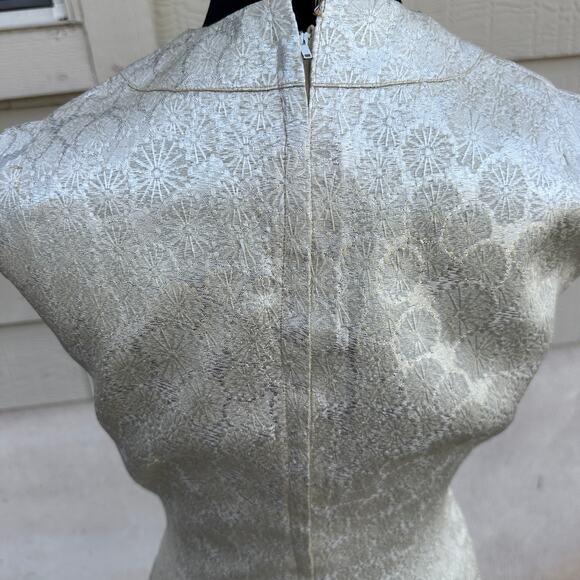 Vintage Silver Metallic starburst embossed back zip dress Monroe inspired - Picture 9 of 16